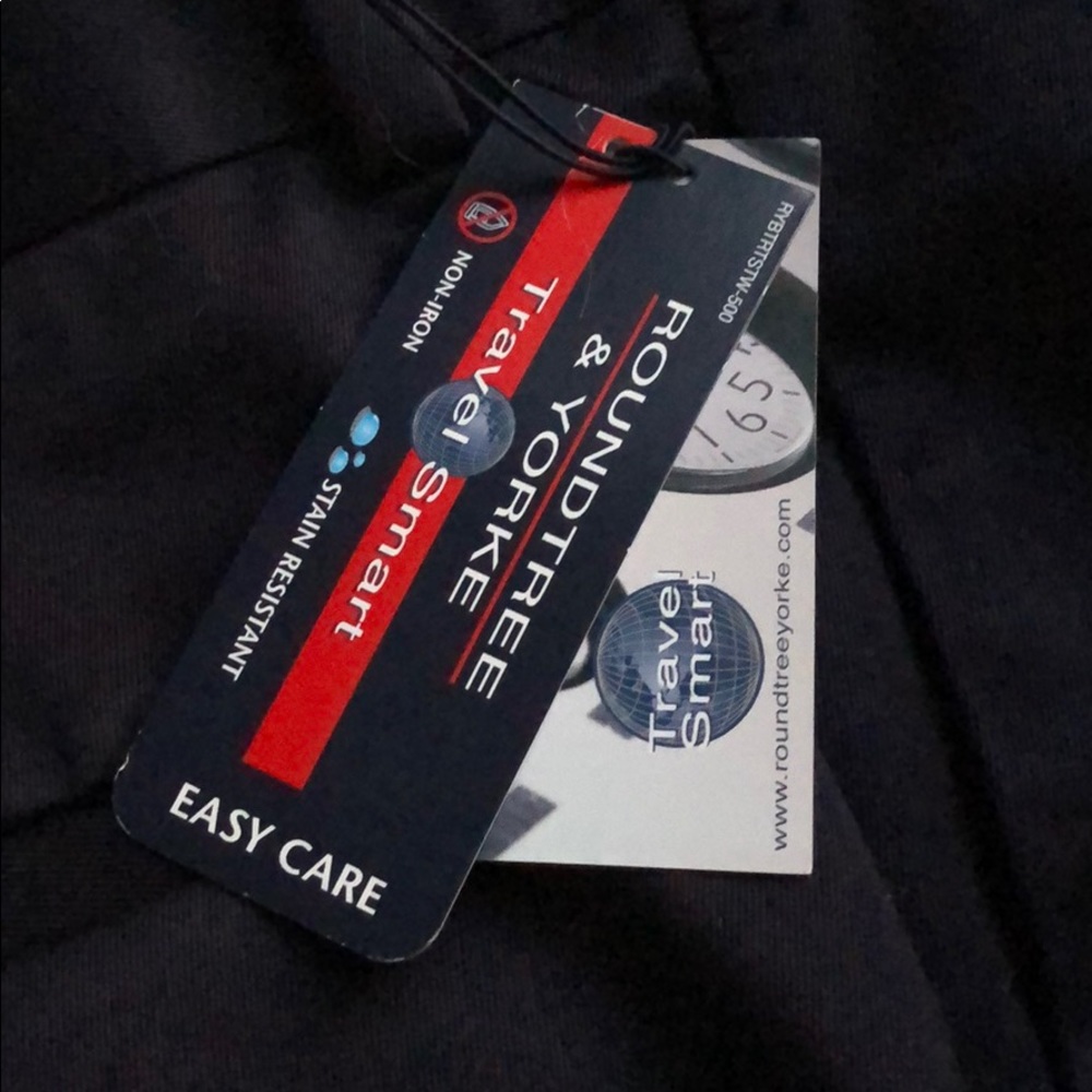40” x 26 1/4” Roundtree & Yorke Flat Navy Travel Pants - professionally hemmed